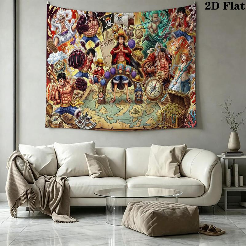 Anime One-Piece Wall Tapestry Aesthetic Wall Hanging Printed Fabric Blanket Decorative Tapestries for Bedroom Living Room Home Decor