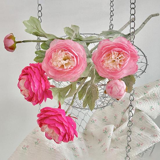 Faux Ranunculus Asiaticus Reusable Artificial Flower Fake Ranunculus Flower for Living Room Dining Table Centerpiece Farmhouse Decor