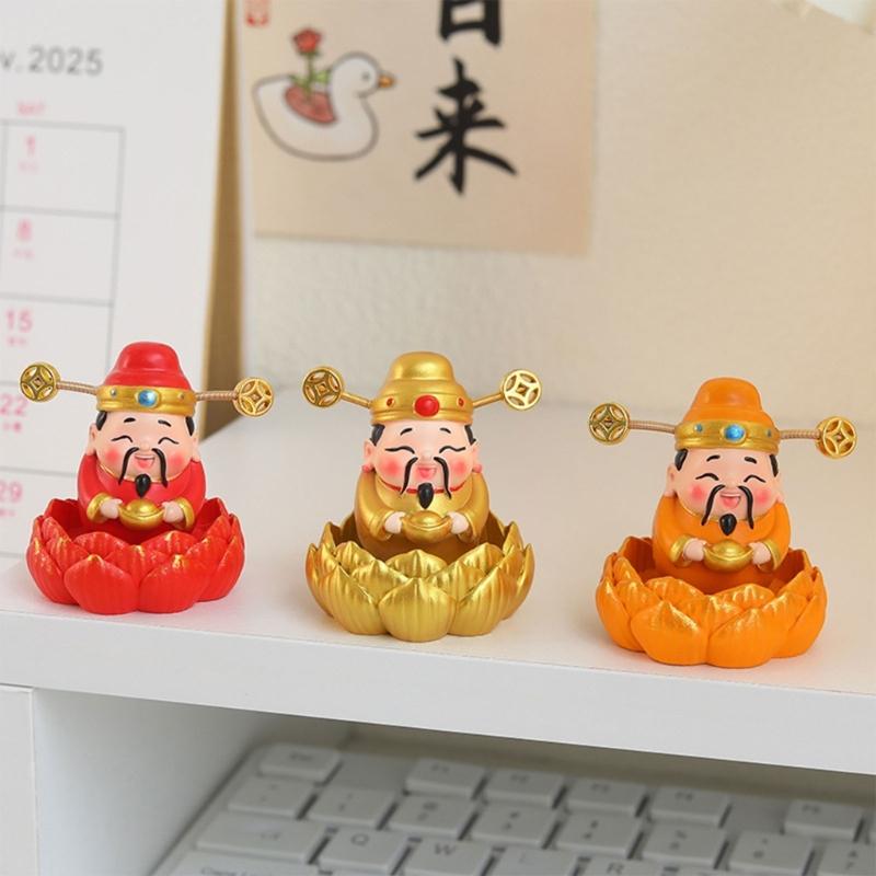 God of Wealth Figurines Resins Cai Shen Statues God of Fortune Caishen Sculptures Fengshui Ornament Home Office Decors