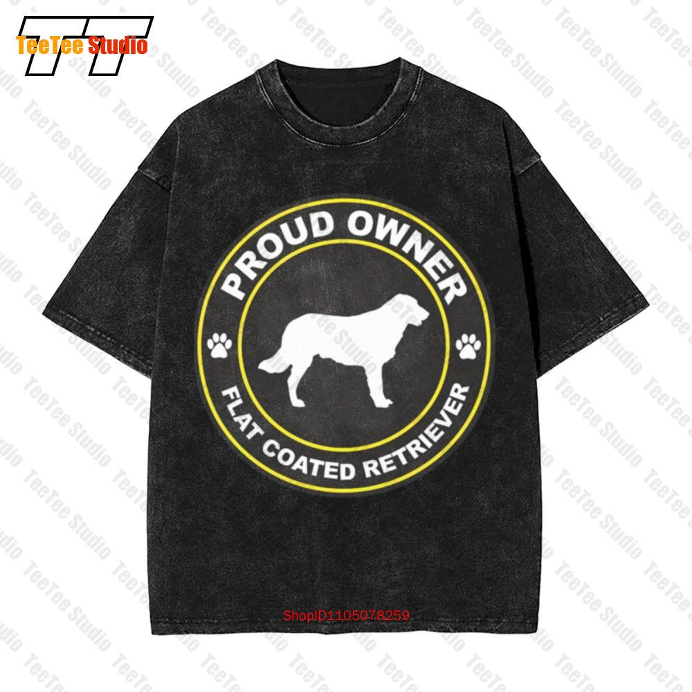 Proud Owner Flat Coated Retriever Dog Canine Pet Vintage Oversized TShirt SKZ S