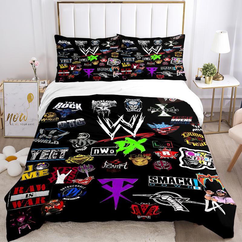 3-teilige WWE Legends Bettwäsche-Sets für alle Größen Neue 3D-bedruckte Bettdecke Bettbezug Kissenbezug Schlafzimmerdekoration