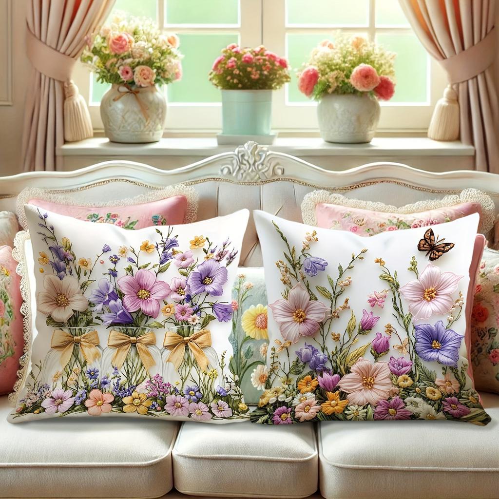 Vintage Druckmuster Heimdekoration Kissenbezug Schlafzimmer Wohnzimmer Sofadekoration Polyester Kissenbezug mit Reißverschluss