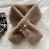 Korean Pearl Plush Imitation Rex Rabbit Fur Scarf - Thickened Cross Design for Autumn and Winter