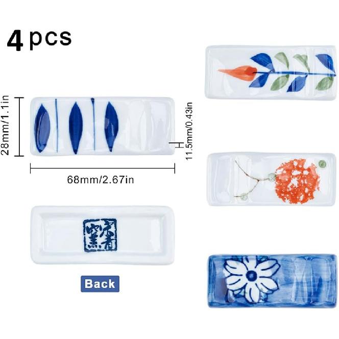 CRASPIRE 3pcs Ceramic Chopsticks Rest Rack Hand Painted Japanese Chopstick Rests & Holders Floral Chopstick Stand Rest Set Festive Tableware Ornament