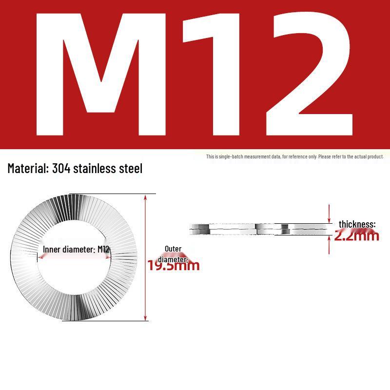 DIN25201 304 Stainless Steel Self-Locking Double Stack Washer, 65Mn Manganese Anti-Loosening, Double-Sided Tooth Layer.