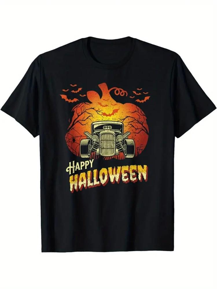 

Men039;s Retro Halloween Pumpkin amp; Vintage Car Graphic T-Shirt100% Cotton Breath Unisex T-Shirt L