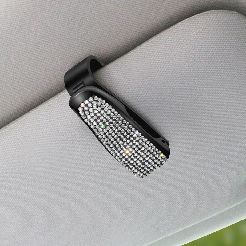 

Sunglasses Clip Car Sunshades Sun Visor Rhinestone Portable Universal Myopia Glasses Bracket Card Holder Decoration Accessories серебряный