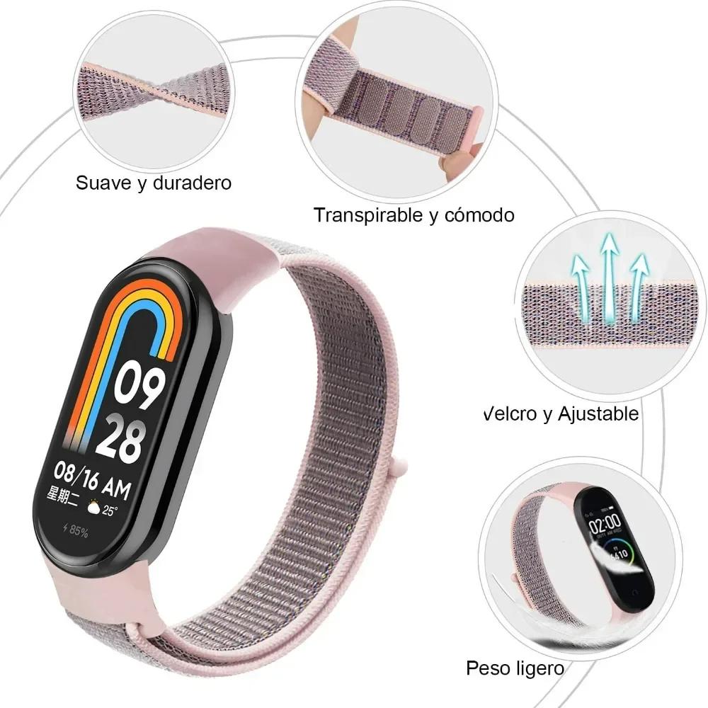 Nylon Loop Strap for Xiaomi Mi Band 9 8 7 6 5 4 3 Breathable Wristband Smartwatch Bracelet Sports Pulsera Watchband Miband 9 NFC