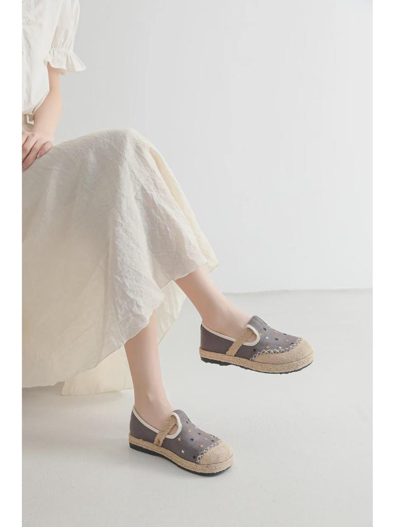 2024 Women's Linen Embroidered Craft Shoes - DX2 Original Shallow Mouth Design