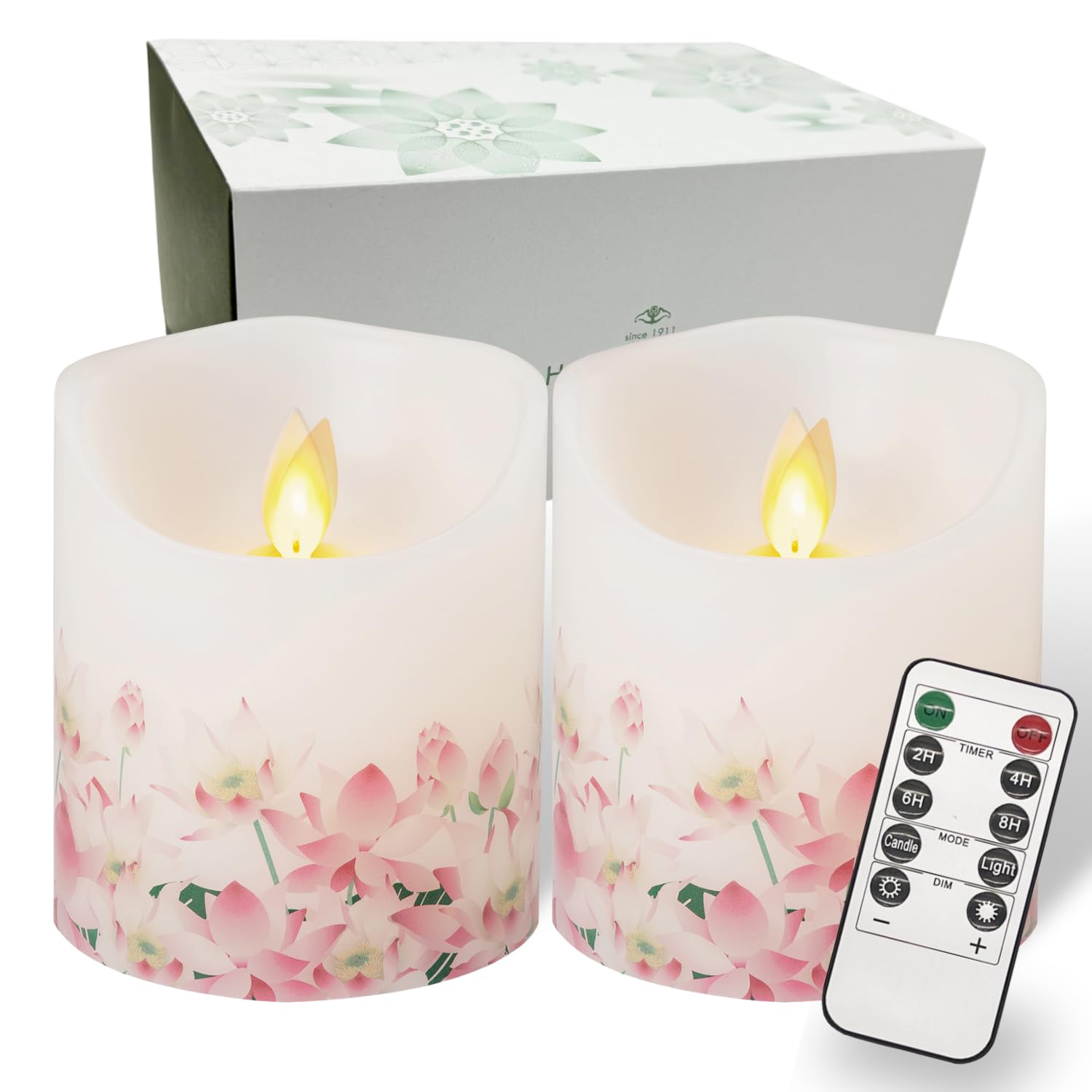 

Fukushodo Buddhist Altar LED Candles, Flickering Flame [Recommended by Funeral Professionals], Candle-Style LED Candles, Lotus Design, Set of 2