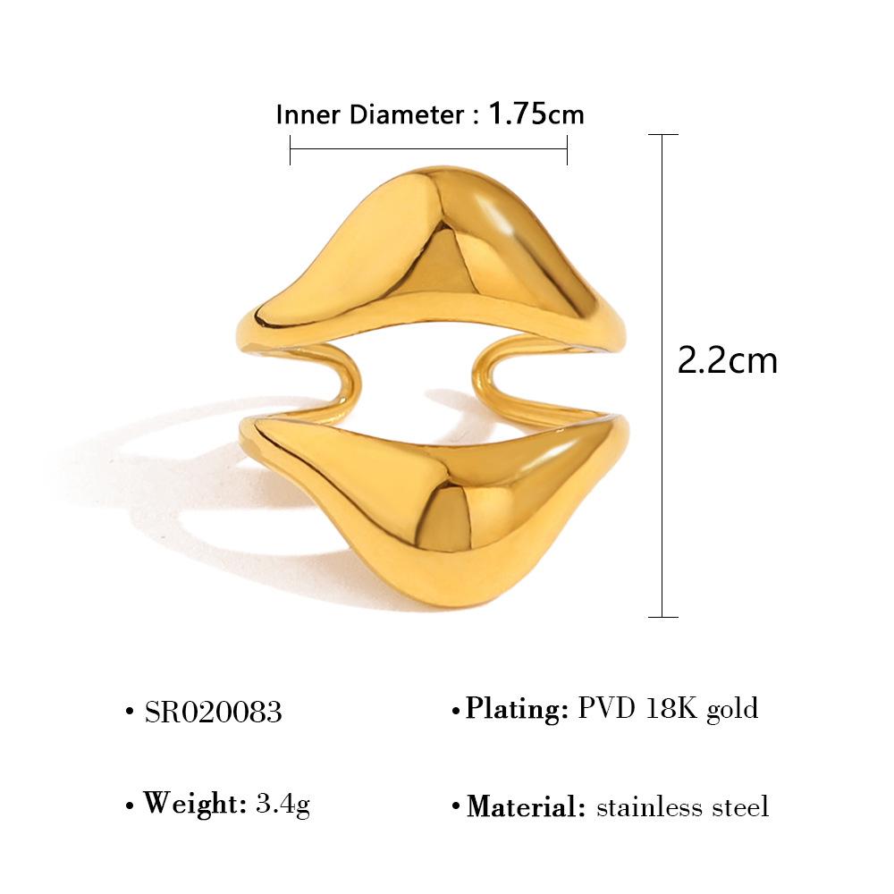 18K Gold Nicht verblassend Leichter Luxus High-End Lava Edelstahl Offener Ring Damenring Ring Ring