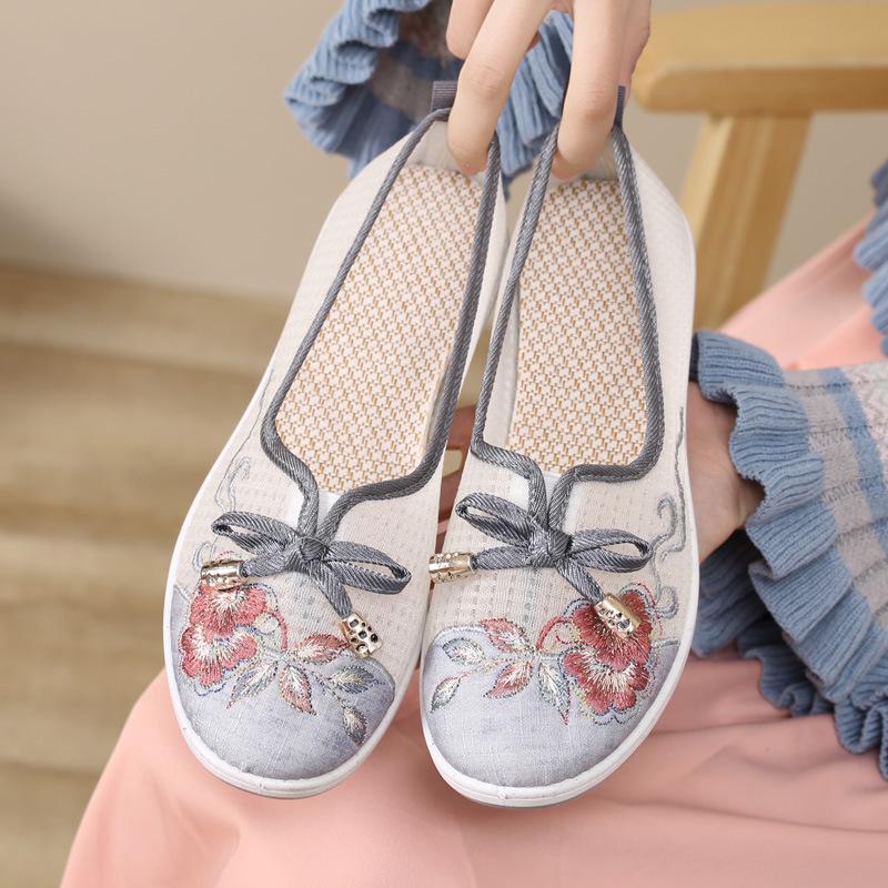 

New Style of Cloth Shoes Single Shoes Woven Shoes Student Women s Shoes Soft-soled Mom Shoes 35 сірий колір