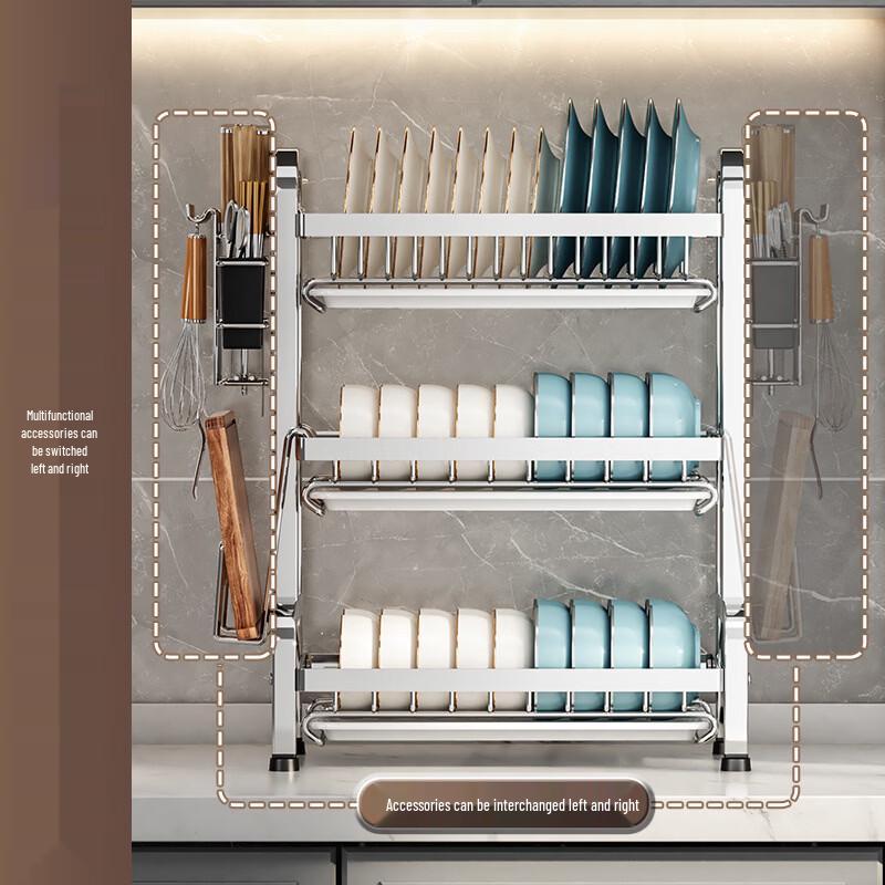 Nordic 3-Tier Stainless Steel Foldable Dish Drying Rack