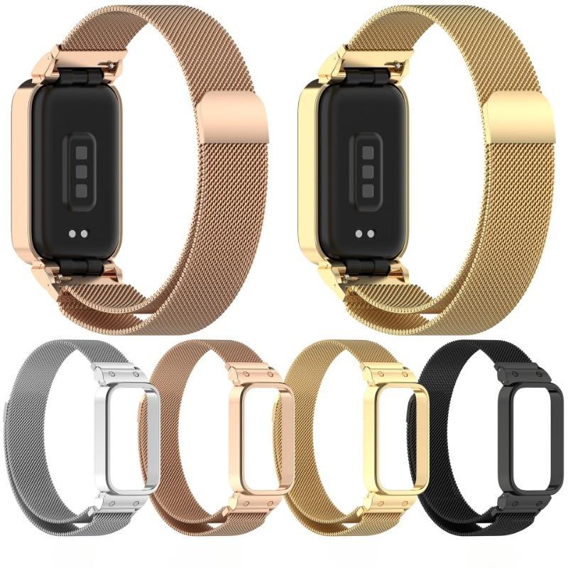 For Xiaomi Band 9 Active Watchband Case Protector for Redmi Band 3 Watchband for Mi Band 9 Active Metal Bracelets+Cover