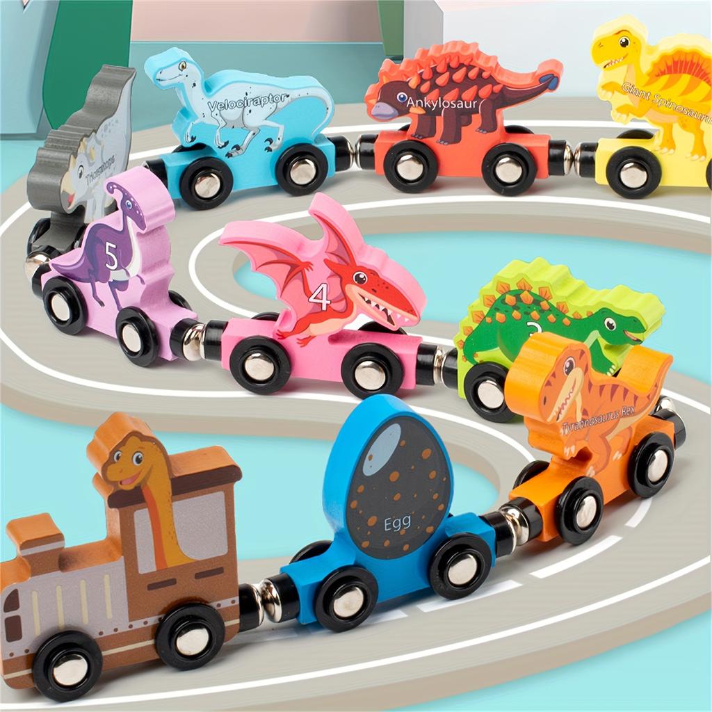 Magnetic Wooden Dinosaur Train Set 10pcs Magnetic Dinosaur Number Train Educational Toy Educational Learning Train Set Gift