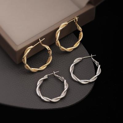 Vintage Simple Braid Round Circle Drop Earrings for Women Party Golden  Color Dangle Earrings Trendy Geometry Jewelry Gift