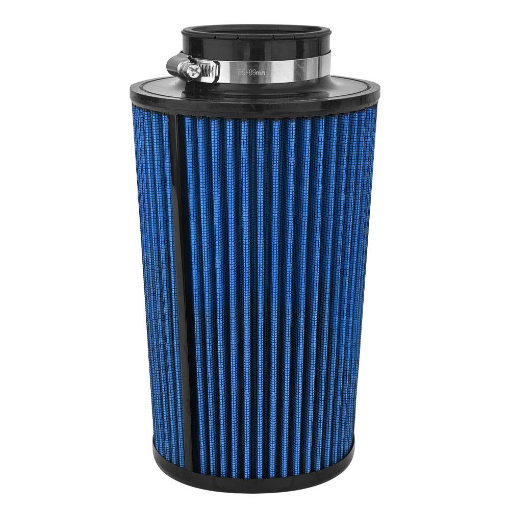 Universal 76mm 3-inch One-Piece Sports Racing Car Cold Air Intake System, Washable and Reusable Engine High Flow Air Filter