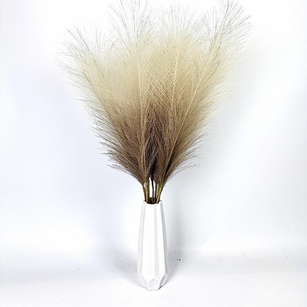 10PCS/55cm Fluffy Pampas Grass Gradient Color Fake Plant Reed  Christmas Festival Decor