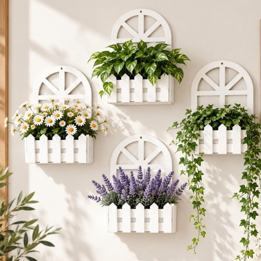 Hanging Garden Fence Flower Pot Picket Fence Design Wall Mounted Flower Container Wall Decor