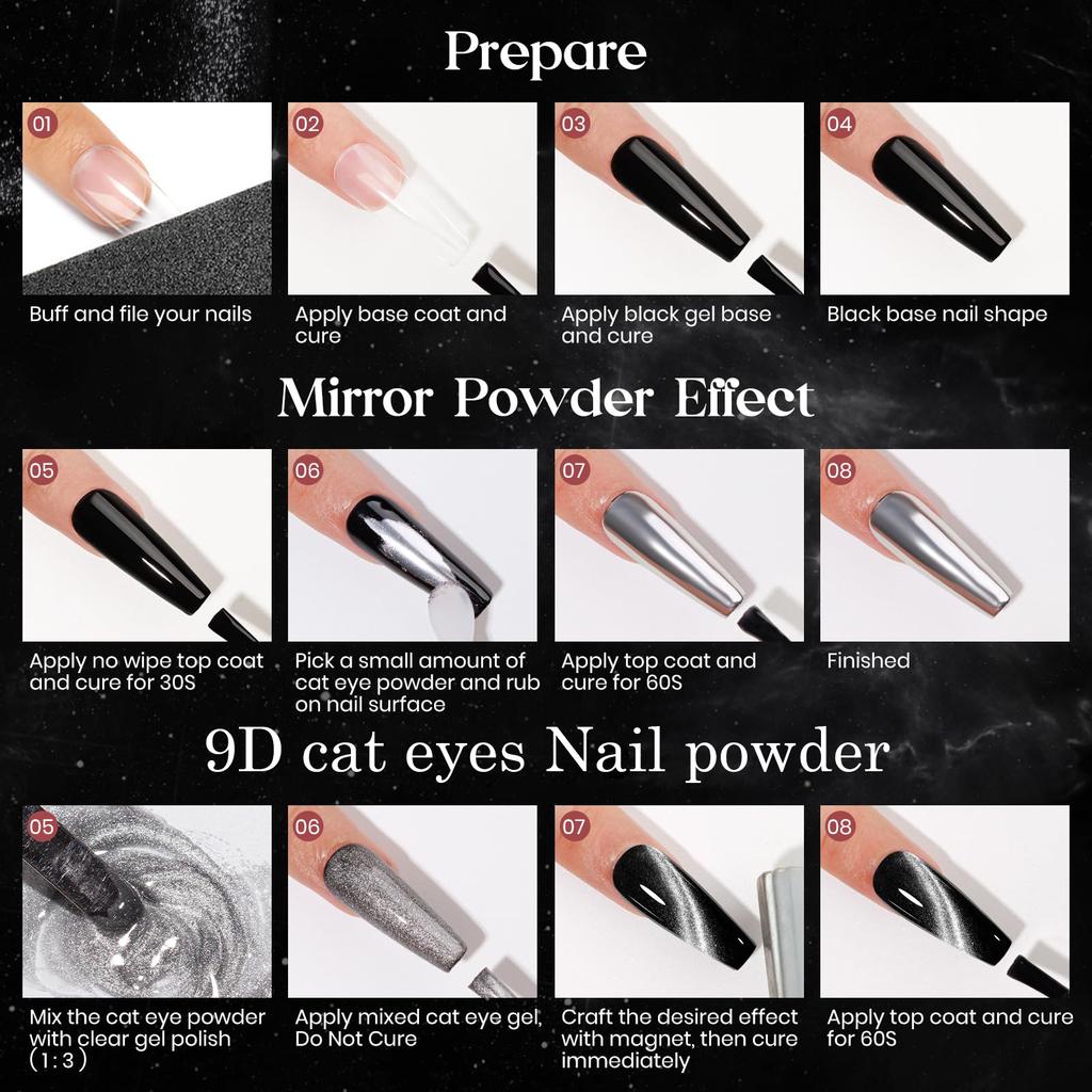 Xiaomi 9D Meteorite Cat Eye Powder Strong Magnetic Nail Glitter Pigment Manicure Holographic Laser Chrome Dust Can Use With Polish Gel