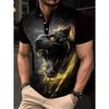Men's black Polo shirt with purple gradient fluid pattern on the collar