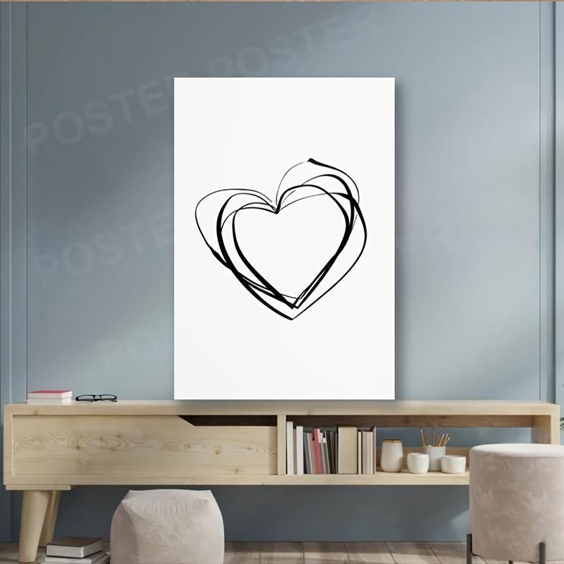 

Minimalist Heart Line Art Poster, Modern Abstract Colorful Heart Design Canvas Wall Art For Living Room,kitchen, Home Office 21X30CMNo Framed