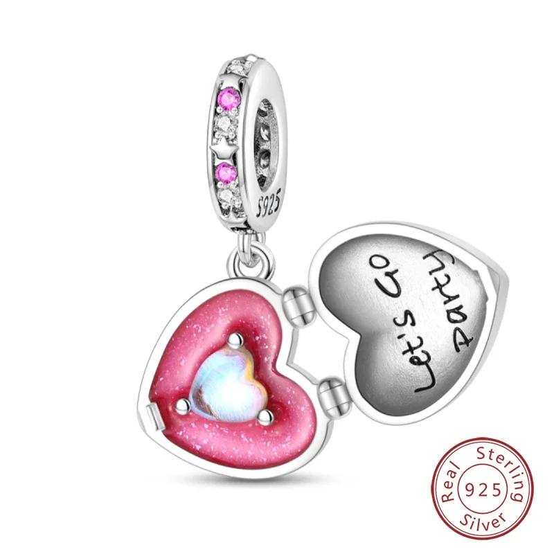 100% Copper Fashion Pink Princess Skirt Bag Lipstick Charms Beads Fit Original Bracelets Diy Jewelry Gifts