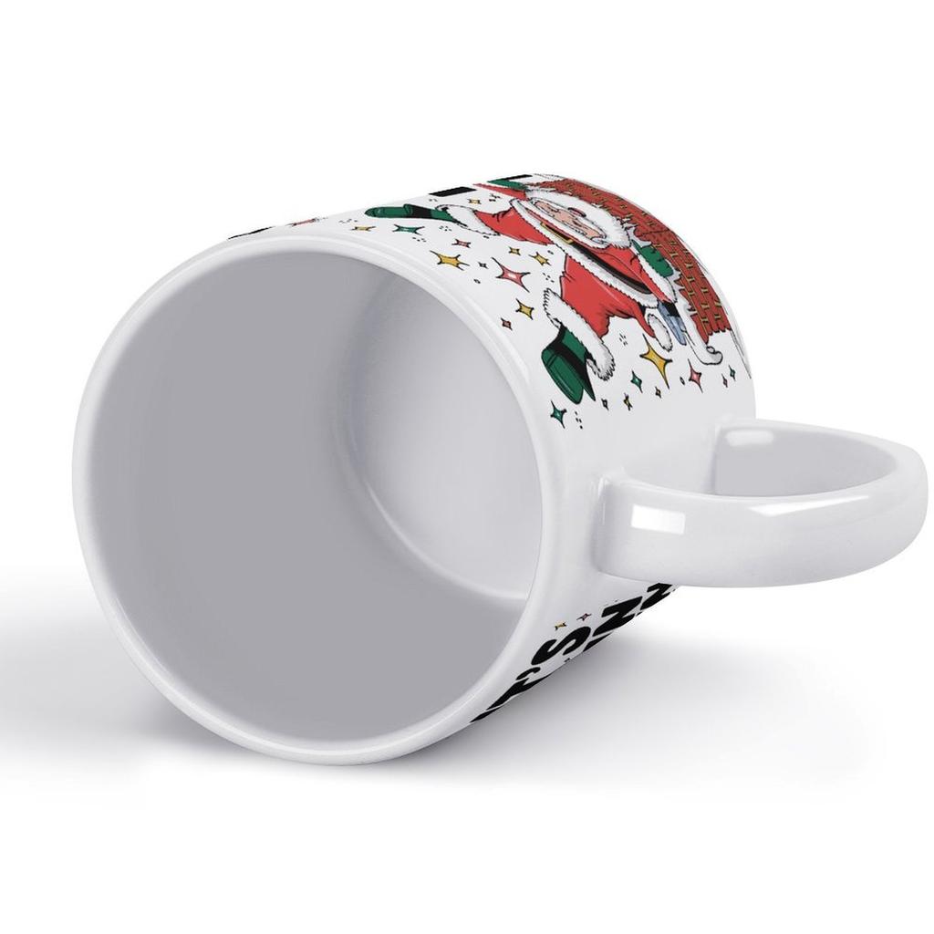 1pc 11oz Blank Ceramic Coffee Mug, Double-sided Printed Cup, Shiny Surface, Sturdy Grip, Everyday Drinking Mug for Family and Work Routines