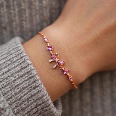 Bow Zircon Bracelet Adjustable Friendship Bracelets for Women Gifts
