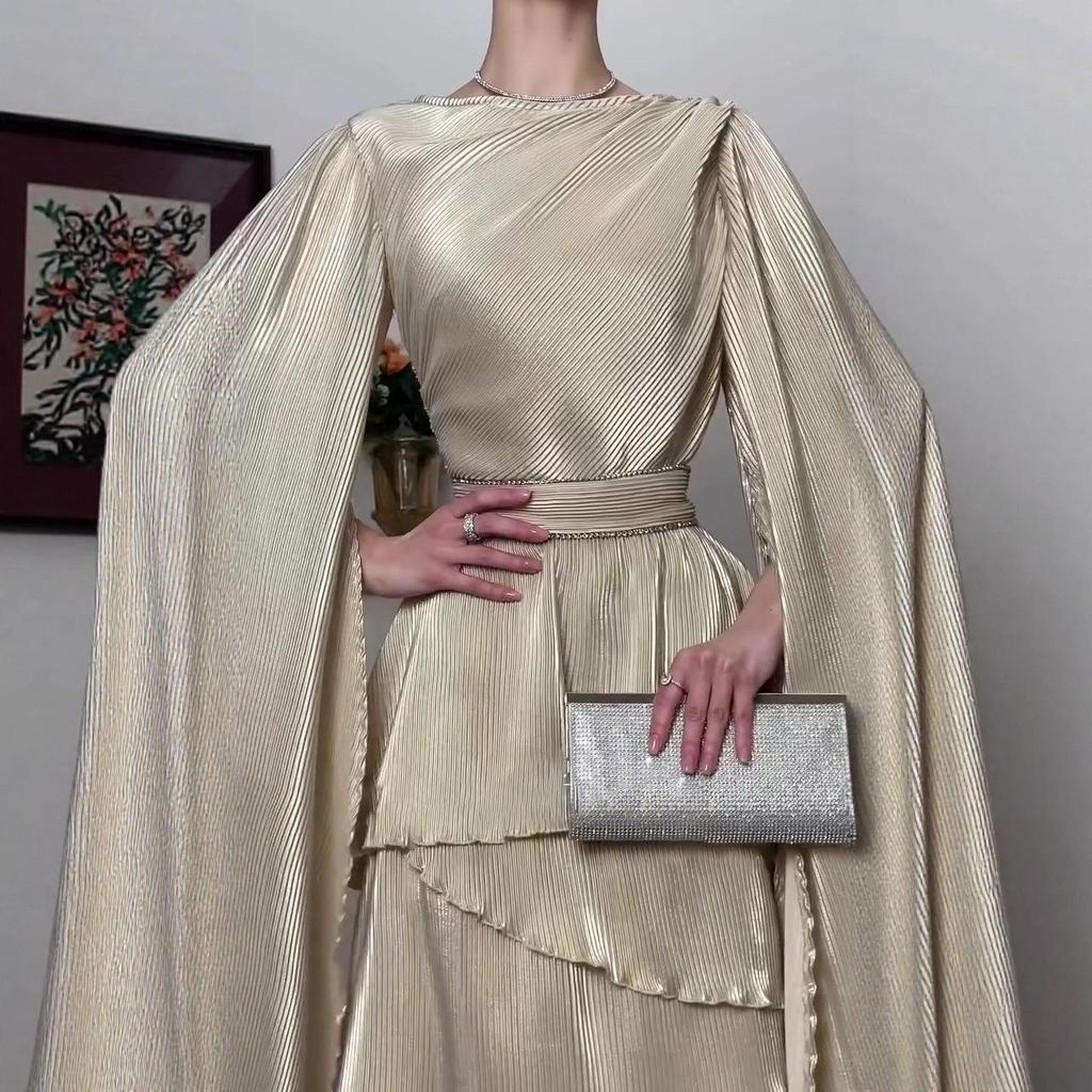 2025 Summer European & American Cape Bandage Waist-Slimming Dress