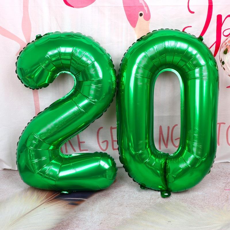 1pcs 32inch Large Dark Green Number Balloons Spring Jungle Safari Birthday Party Foil Balloon 0 1 2 3 4 5 6 7 8 9 globos Balls
