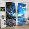 Blue Sky and Beach Pattern Printed Curtains, Pole Bag Curtains, Christmas Decorations, Daily Home Decorations, Room Decorations
