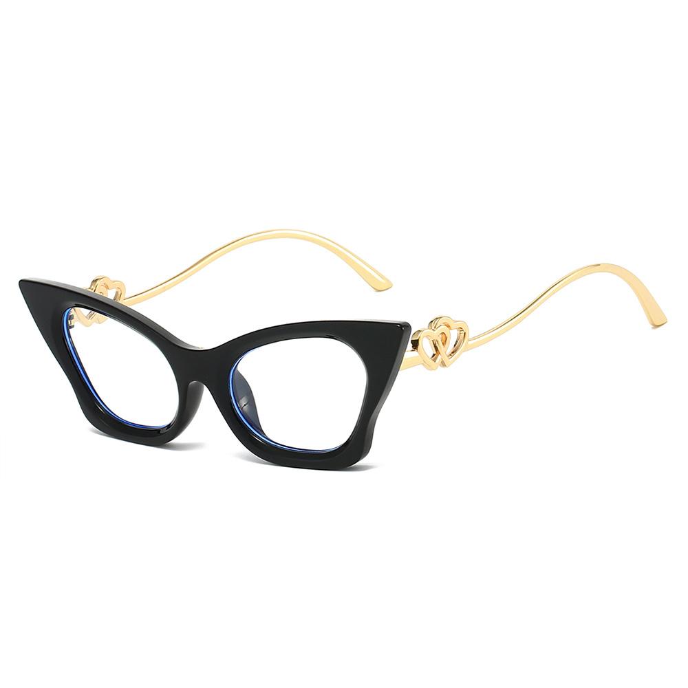 

Ins New Luxury Cat Eye Anti Blue Light Glasses Personality Double Heart Splicing Frame Design Unisex Trendy Casual Glasses as picture