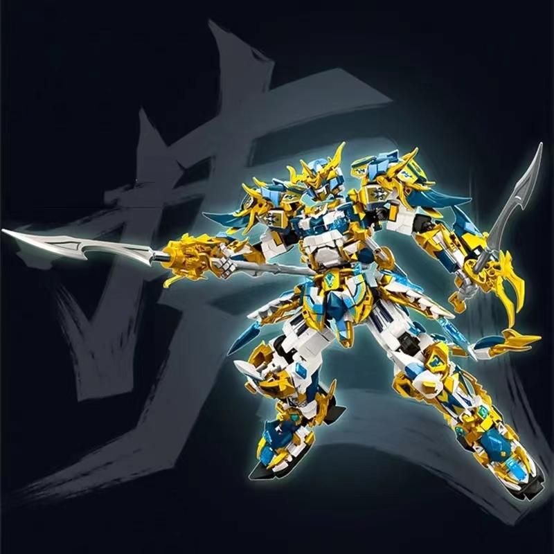 2168PCS Mechanical Armor Super Warrior Dragon Tiger God Beast Mech Building Blocks Robot Figures Model Bricks Toys Kid Boys Gift