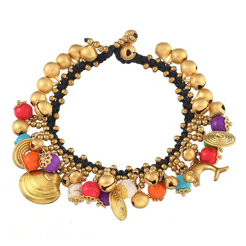 Handwoven Bohemian Bell Bracelet Vintage Vacation Niche Personality Exotic Female Hand Rope Accessories
