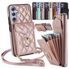 Crossbody Leather Wallet Cards Solt Ring Phone Case for Samsung Galaxy S23 S24 Ultra S22 S21 FE S20 A55 A54 A14 Note20 Bag Cover