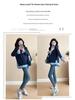 Navy Blue Long Sleeve Maternity Top, Spring/Autumn 2025, Plus Size, Fake Two-Piece Design Sweatshirt