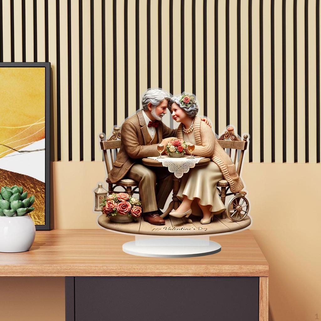 2D Acrylic Couple Decoration Tabletop Ornament (Not 3D) Flat Decor Valentine's Day for Study