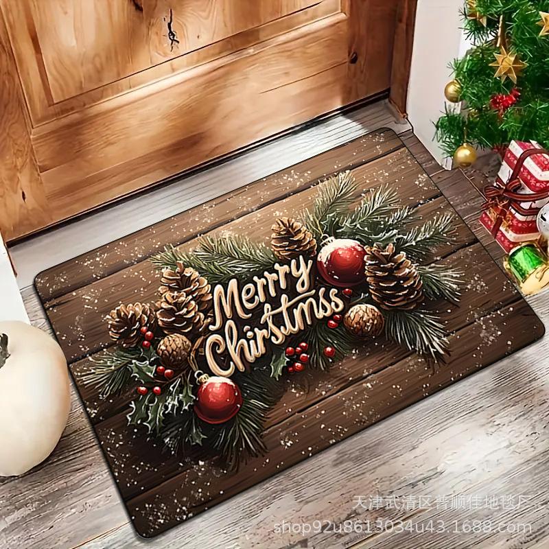 Christmas Carpet Decoration Cartoon Dwarf Door Mat Snowman Gingerbread Entrance Welcome Mat Indoor Outdoor Absorbent Xmas Mat