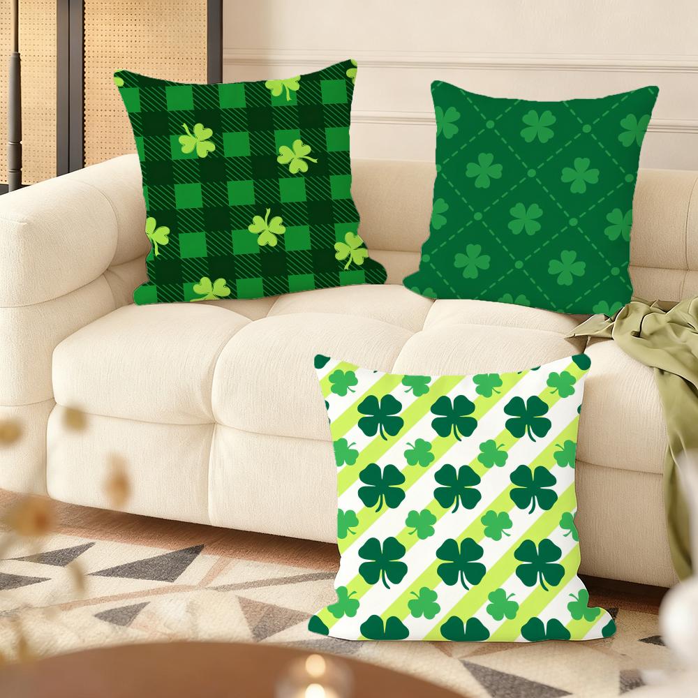 St. Patrick'S Day Gift Cushion Cover Soft Short Plush Pillow Cover Smooth Cozy Texture Aesthetic Cushion Case Home Decor