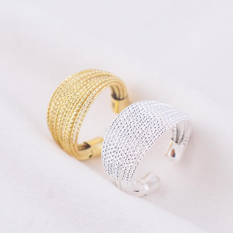Multi-layer Line Metal Ring Geometric Open Adjustable Anneaux for Women Girl Wedding Jewelry