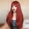 Lång Orange Röd Ingefära Rak syntetisk peruk för kvinnor Natural Wave Peruk med lugg Värmebeständig Cosplay Peruk