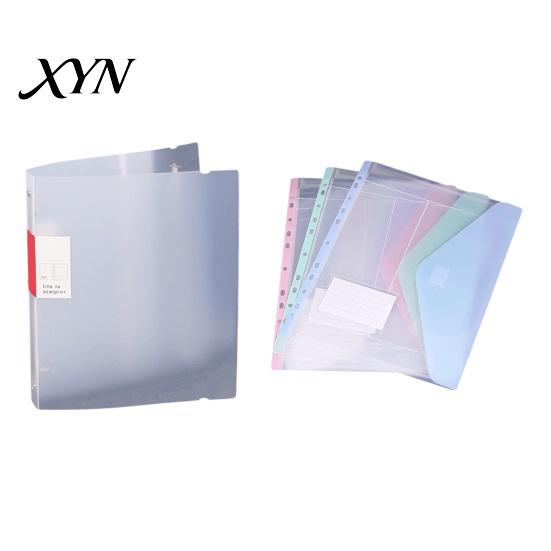 A4 Document Organizer Bag 11 Hole Expandable Binder Folders for 2/3/4 Ring Pouch, Plastic Envelopes 11-hole Pocket with Snap Button & Label,