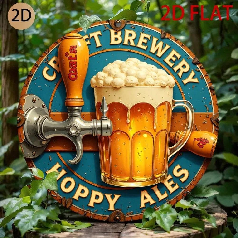 

Vintage Brewery Metal Wall Art Beer Mug Pub Sign Teal Gold Bar Decor 8x8 Inches 20x20 різнокольоровий