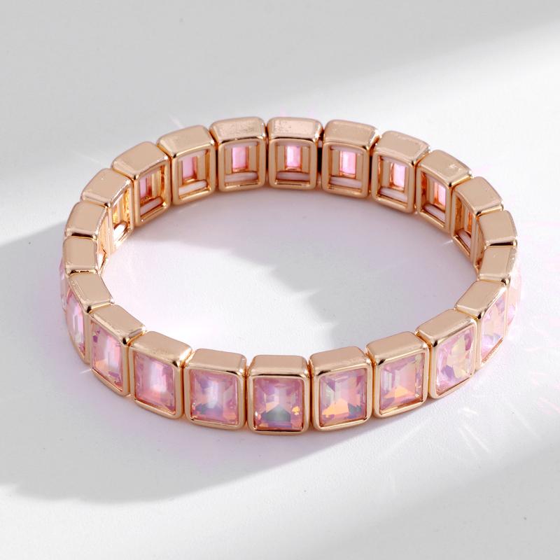 Neuheiten Geometrisch Bohemian Regenbogen Glas Kristall Dehnbar Stretch Tennisarmband Mode Vergoldeter Schmuck Für Frauen