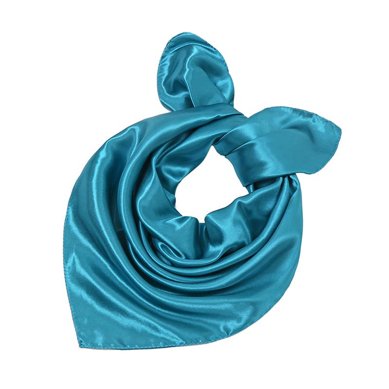 Fashion Satin Silk Square Scarf For Muslim Women Solid Color Soft Bandana Ladies Headband Casual Scarves 60*60Cm