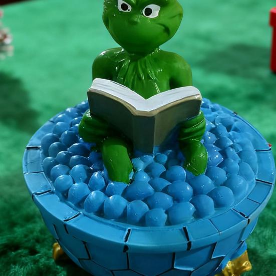 Christmas Santa Claus Bubble Bath Lamp 3D Santa Reading A Book In Bathtub Sculpture Cute Resin Night Light for Desktop Decor