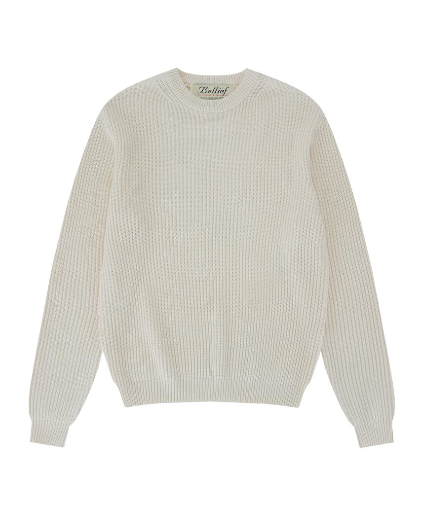 BELLIEF Essential Crewnrck Sweater (Ecru)