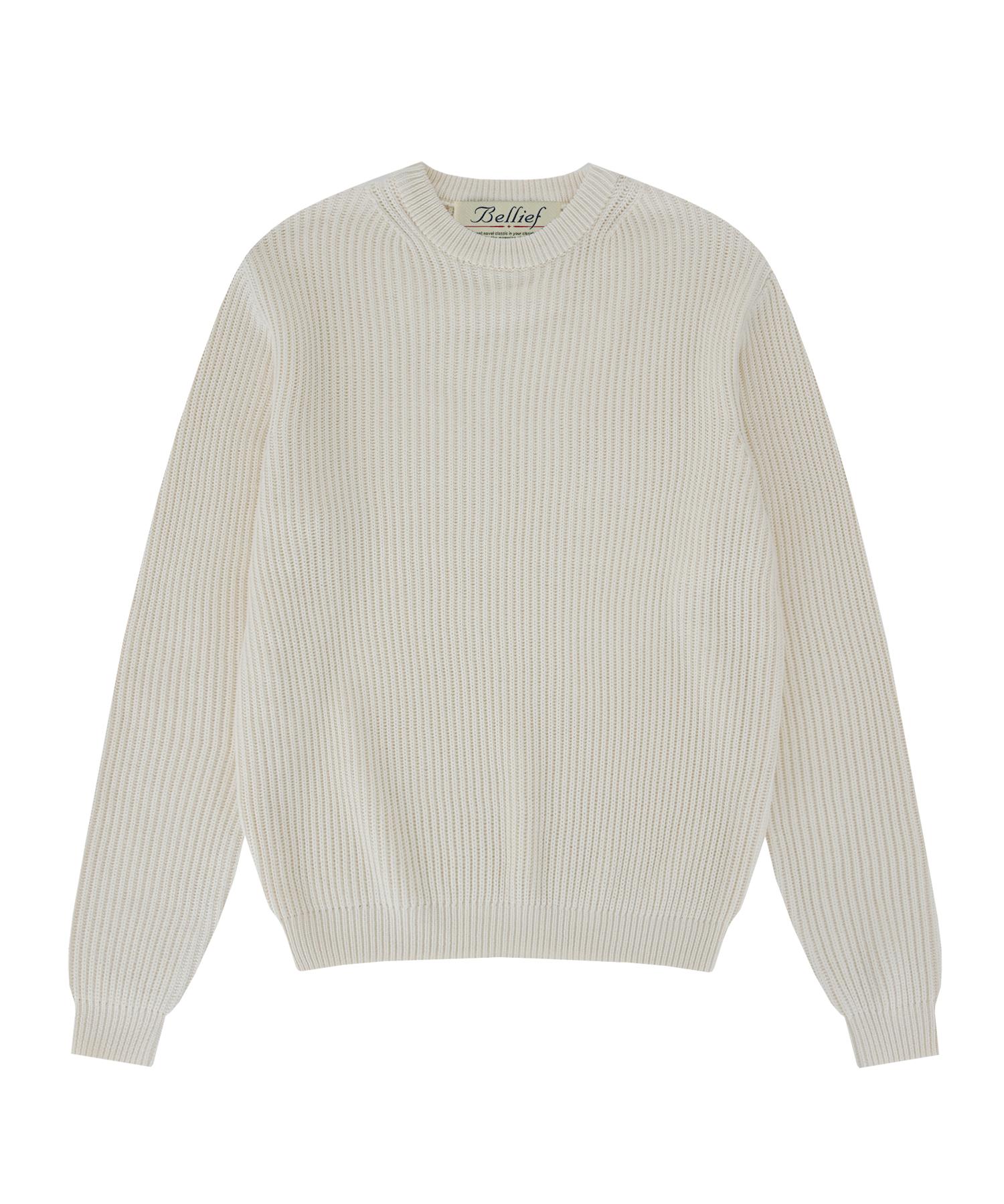 Belief Essential Crewnrck Sweater (Ecru) L