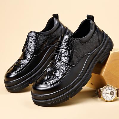 Shoes Men Lace Up Fashion Casual Leather Men's Dress Shoes Black Outdoor British Breathable Groom Platform Wedding Shoes Male
